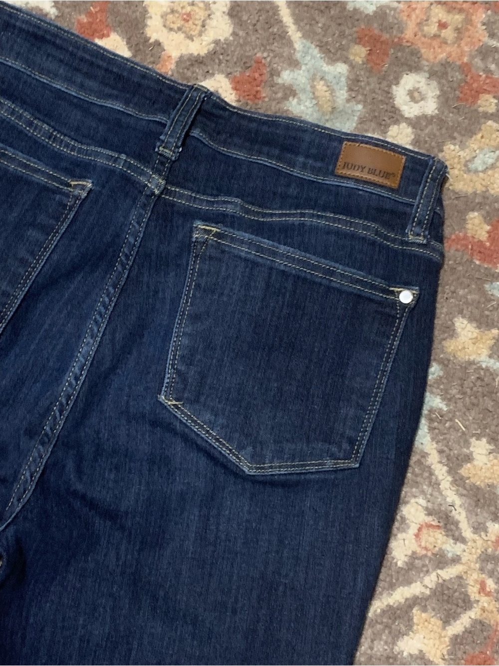 JUDY BLUE High Waist Raw Hem Dark Wash Flare Jeans 7/28 - Picture 8 of 14